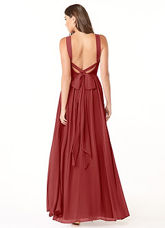 Azazie Dionne Bridesmaid Dresses Rust A-Line Corset Chiffon Dress image2
