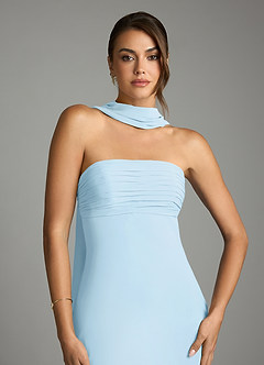 Azazie Saylor Brudtärnklänningar Klä av Sjöjungfru i Chiffong Axelbandslös Himmelsblå image6