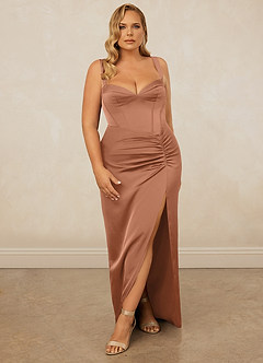 Christian Siriano Bridal for Azazie 1017 Bridesmaid Dresses Bronzer Sheath Sweetheart Neckline Stretch Satin Dress image9