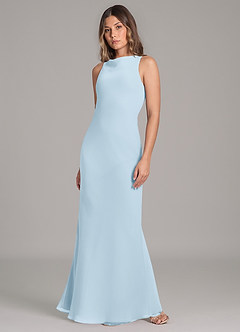 Azazie Allettie Vestidos de damas de honor Vestido de Azul Cielo de Gasa de Corte Sirena image3