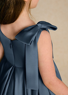 Azazie Guppie Flower Girl Dresses Neptune Ball-Gown Pleated Matte Satin Dress image6