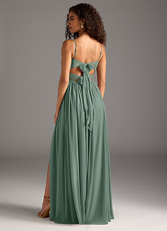 Azazie Zeya Bridesmaid Dresses Eucalyptus A-Line Pleated Mesh Dress image2