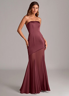 Azazie Uma Bridesmaid Dresses Merlot Mermaid Strapless Chiffon Convertible Dress image3