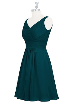 Azazie Grace Robes de demoiselle d'honneur Robe Trapèze en Mousseline de soie Plissée Vert Pin image9
