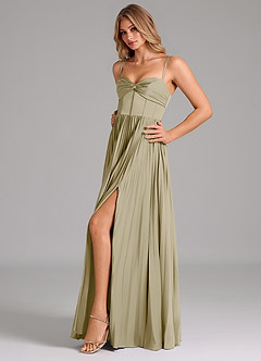 Azazie Tyla Bridesmaid Dresses Moss Green A-Line Sweetheart Neckline Stretch Satin Dress image6