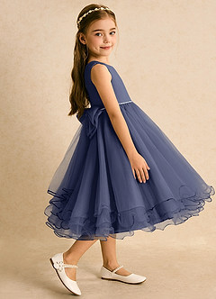 Azazie Lass Flower Girl Dresses Stormy A-Line Bow Tulle Dress image4
