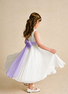 Azazie Margot Flower Girl Klänningar Klänning A-Linje i Chiffong Plisserad image7