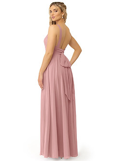Azazie Kora Bridesmaid Dresses Dusty Rose A-Line Pleated Chiffon Dress image3
