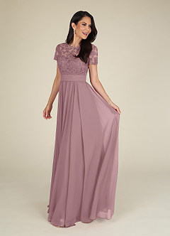 Azazie Annette Mother of the Bride Dresses Dusty Rose A-Line Lace Chiffon Dress image1