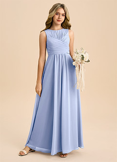 Azazie Skyla Junior Ice A-Line Pleated Chiffon Dress image6