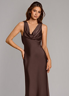 Azazie Cheryl Bridesmaid Dresses Ganache Mermaid Stretch Satin Dress image6
