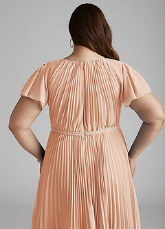 Azazie Kara Bescheiden Bruidsmeisjekleding A-Lijn Geplooid Chiffon Vloerlengte Jurk image14