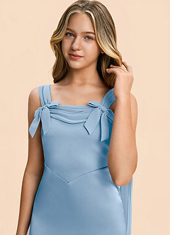 Azazie Chelsea Junior Powder Blue Sheath Pleated Stretch Satin Dress image7