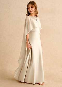 Azazie Fishie Girls Formal Sukienki dla dziewczynek sypiących kwiaty Linia A Matowy satynowy Długość podłogi Sukienka image6