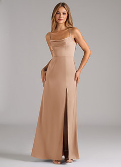 Azazie Callan Bridesmaid Dresses English Rose A-Line Pleated Stretch Satin Convertible Dress image5
