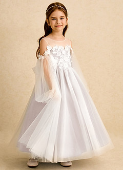 Azazie Zimi Flower Girl Dresses Rose Petal Ball-Gown Sweetheart Neckline Tulle Dress image6