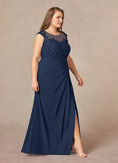 Azazie Libby Mother of the Bride Dresses Dark Navy A-Line Scoop Sequins Chiffon Dress image10