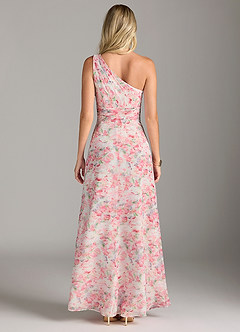 Azazie Dallas Brautjungfernkleider A-Linie One-Shoulder Chiffon Kleid Abstraktes Aquarell Mit Blumen image7