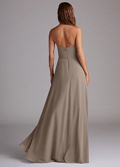 Azazie Wren Bridesmaid Dresses Taupe A-Line Side Slit Chiffon Convertible Dress image2