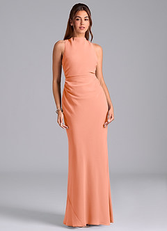 Azazie Evadne Bridesmaid Dresses Sunset A-Line Pleated Chiffon Dress image3