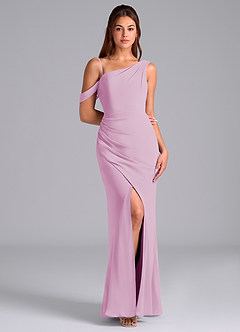 Azazie Madelyn Bridesmaid Dresses Candy Pink Mermaid One Shoulder Chiffon Convertible Dress image3