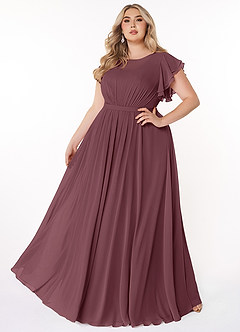 Azazie Daphne Modest Bridesmaid Dresses A-Line Ruffled Chiffon Floor-Length Dress image6