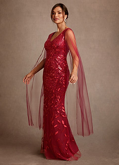 Azazie Arizona Klänningar till brudens mor Klä Tubklänning i Tyll Spets Bourgogne image4