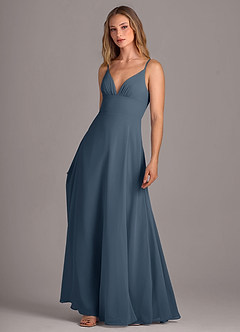 Azazie Amina Bridesmaid Dresses Neptune A-Line Chiffon Dress image3