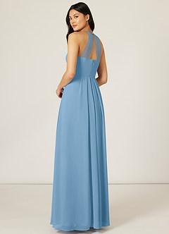 Azazie Sarah Final Sale Steel Blue Empire Pleated Chiffon Dress image5