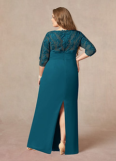 Azazie Joan Mother of the Bride Dresses Ink Blue Sheath V-Neck Lace Chiffon Dress image7
