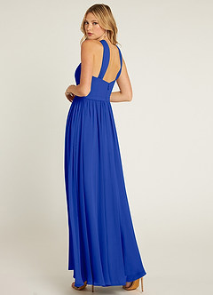Azazie Jacey Abiti da Damigella Abito A-Line in Chiffon Plissettato Blu Reale image4
