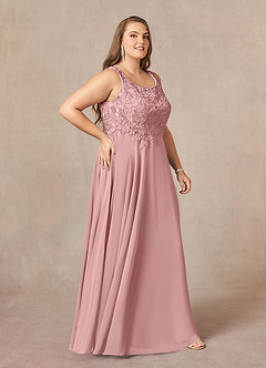 Azazie Kana Final Sale Dusty Rose A-Line Scoop lace Chiffon Dress image15