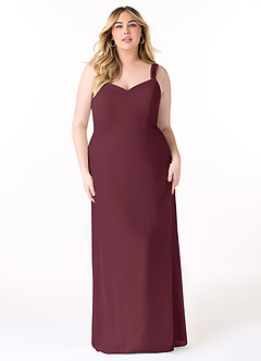 Azazie Denice Bridesmaid Dresses Cabernet Sheath Pleated Chiffon Dress image9