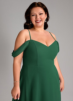 Azazie Marley Bridesmaid Dresses Dark Green A-Line Off the Shoulder Chiffon Convertible Dress image16