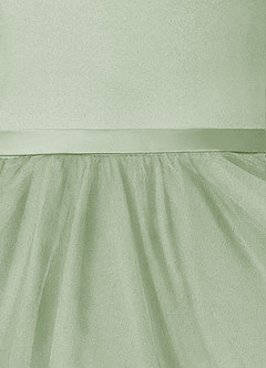 Azazie Marybell Flower Girl Dresses Dusty Sage A-Line Bow Tulle Dress image4