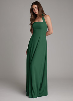 Azazie Irina Bridesmaid Dresses Dark Green A-Line Pleated Chiffon Dress image7
