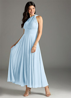 Azazie Charlize At-home Try On Dresses Sky Blue A-Line One Shoulder Chiffon Dress image3