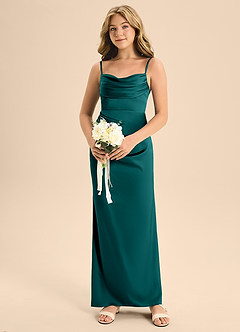 Azazie Mai Junior Peacock A-Line Sweetheart Neckline Stretch Satin Dress image4