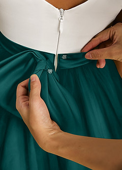 Azazie Sprout Flower Girl Dresses Peacock A-Line Bow Tulle Dress image5