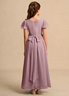 Azazie Joss Flower Girl Dresses Dusty Rose A-Line with Sleeves Chiffon Dress image10