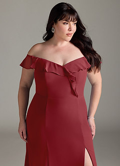 Azazie Sophie Bridesmaid Dresses Pomegranate A-Line Off the Shoulder Chiffon Convertible Dress image11
