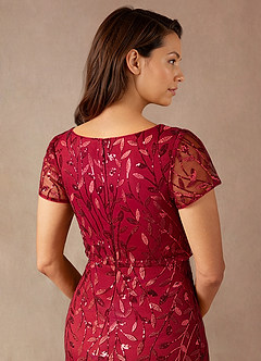 Azazie Lehi Mother of the Bride Dresses Burgundy A-Line Sequins Dress image8