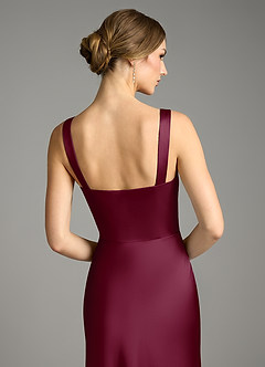 Azazie Alouette Bridesmaid Dresses Mulberry Mermaid Pleated Stretch Satin Dress image4