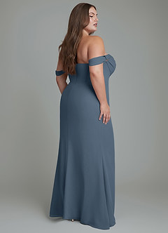 Azazie Johana Abiti da Damigella Abito Convertibile Sirena in Chiffon Spalle Scoperte Blu Nettuno image9