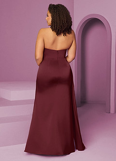 Barbie ♥ Azazie Bridesmaid Dresses Cabernet Mermaid Pleated Stretch Satin Dress image12