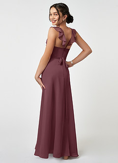 Azazie Emily Junior Sangria A-Line Ruched Chiffon Dress image4
