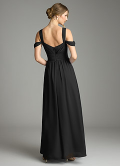Azazie Lianne Bridesmaid Dresses Black A-Line Off the Shoulder Chiffon Dress image7