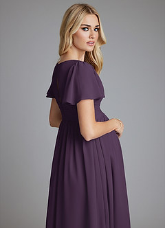 Azazie Verna Maternity Bridesmaid Dresses A-Line V-Neck Ruched Chiffon Floor-Length Dress image7