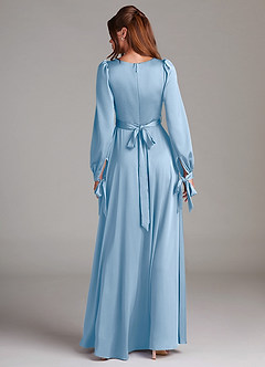 Azazie Leonia Suknie dla druhen Linia A Długi rękaw Satyna elastyczna Do ziemi Sukienka image2