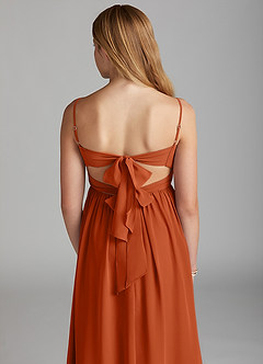 Azazie Zeya Junior A-Linie Chiffon Kleid Gebranntes Orange image2